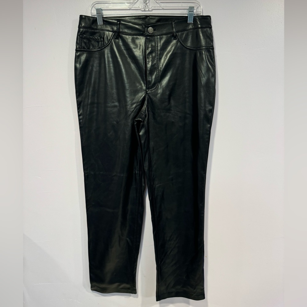 Black Joie leathered straight‎ leg pants